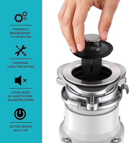 KRAUS WasteGuard 3/4 HP Continuous Feed Garbage Disposal with Ultra-Quiet Motor for Kitchen Sink with Power Cord and Flange Included, KWD211-75MCG in Saudi Arabia