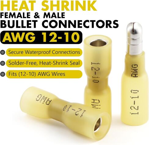 jeemiter 300pcs 22-16Awg Heat Clink Bullet Countors-Red Male and Female Andricaltals Andrical Forminals لأسلاك السيارات ، البحرية ، القوارب ، أضواء الشاحنة 12 فولت ، استريو و DIY في زجاجة رقبة مزدوجة in Saudi Arabia