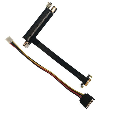 WLGQ PCIE X1 إلى X16 Riser Cable 0.2m - محول امتداد GPU مع SATA 15Pin إلى 4Pin كابل الطاقة ، محمية مرنة لتلاعب بالتعدين ، كمبيوتر الألعاب ، Bitcoin BTC (أسود) in Saudi Arabia