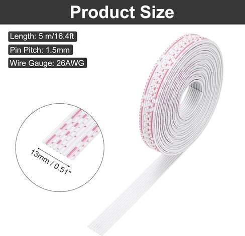 MECCANIXITY 26AWG IDC Wire Flat Ribbon Cable 5 M/16.4ft Length 1.5mm Pitch 9Pin Red and White for JTAG/ISP Connecting in Saudi Arabia
