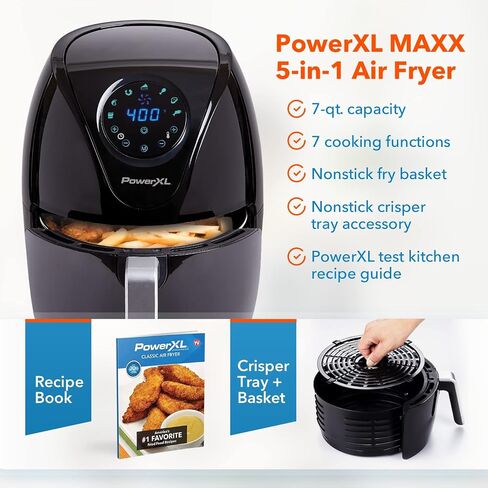 PowerXL 7QT Air Fryer Maxx Classic | 7QT air fryer with one-touch presets, rapid hot air technology and nonstick basket for crispy meals. in Kuwait