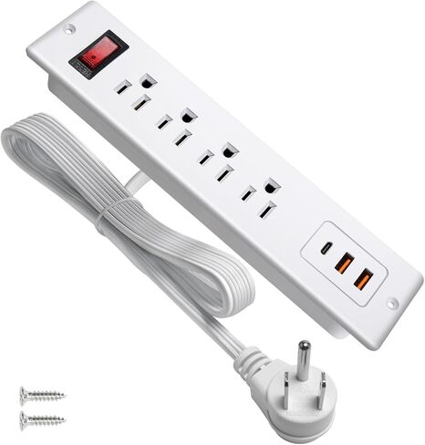 Recessed Power Strip with USB Flush Mount Power Outlet Built in Desktop Power Extension Cord Plug for Countertop Kitchen Drawer Conference Cabinet Nightstand Desk. in Saudi Arabia