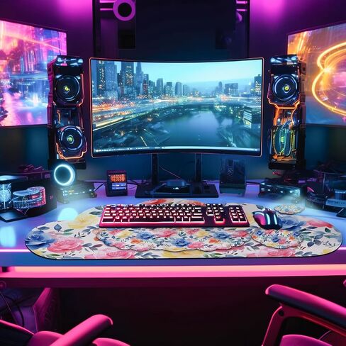 JIKIOU Large Cloud Mouse Pad Waterproof with Cloud Keyboard Wrist Pad and Cloud Mouse Wrist Pad Set, Ergonomic Computer Desk Wrist Support Mousepad for Keyboard and Mouse 35.4x15.7in Rainbow in Saudi Arabia