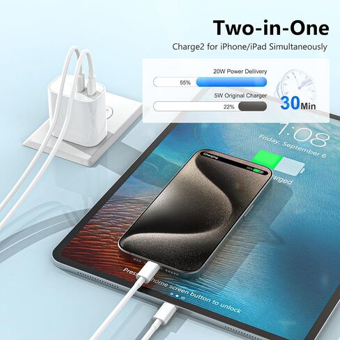 كتلة الشاحن USB C ، 3 عبوات مزدوجة المنفذ USB C كتلة الشحن السريع ， Type C Close Close Clop for iPhone 16/14/14/12/11/PRO MAX/Plus/XS MAX/XR/X ، IPAD PRO (20W) in Kuwait