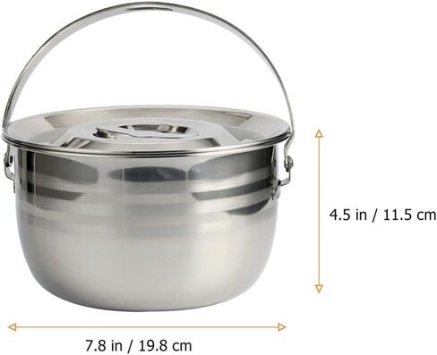 LIFKOME Stainless Steel Camping Pot with Lid Lifter Handle Camp Cookware Pot Portable Hanging Cooking Pot for Camping Cooking, BBQ, Basting, or Baking 2.5/4 Quart in Saudi Arabia