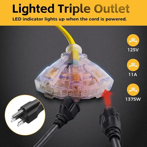 14 مقياس 45 قدم SJTOW سلك التمديد قابل للسحب ، سلك الطاقة الثقيلة ، 11 أمبير 125V 1375W مع 1600 Lumen 15ft 116awg 3c SJTW الحبل الخارجي باليد ضوء العمل في الهواء الطلق للمرآب ، ورشة عمل ، ومشهد إصلاح السيارات in Saudi Arabia