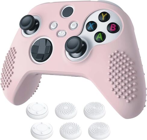 الجلد المتطرف Playvital Pink Controller لسلسلة Xbox Series X/S ، طبعة ثلاثية الأبعاد مقاومة للانزلاق الغطاء السيليكون الناعم لوحدة التحكم في Xbox مع 6 أغطية قبضة الإبهام in Saudi Arabia