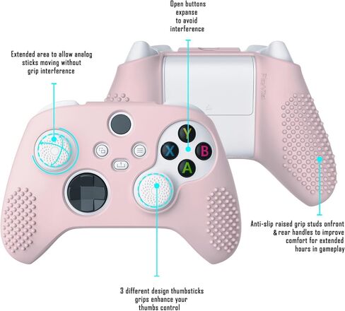 الجلد المتطرف Playvital Pink Controller لسلسلة Xbox Series X/S ، طبعة ثلاثية الأبعاد مقاومة للانزلاق الغطاء السيليكون الناعم لوحدة التحكم في Xbox مع 6 أغطية قبضة الإبهام in Saudi Arabia
