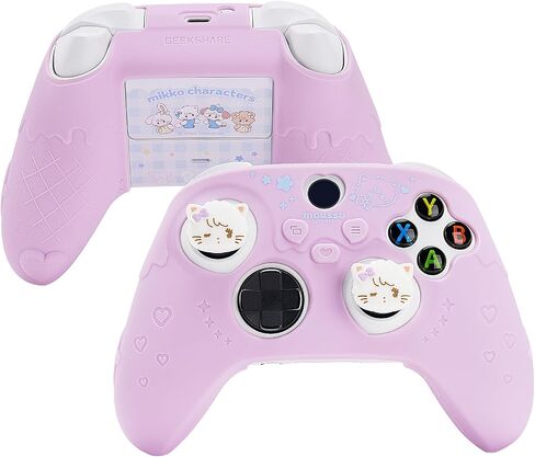 GeekShare Protective Skin Grips Set Compatible with Xbox Series X/S Controller, Sweet Purple Silicone Cover Case for Xbox Controller with 2 Thumb Grip Caps and 2 Stickers - Mikko in Saudi Arabia