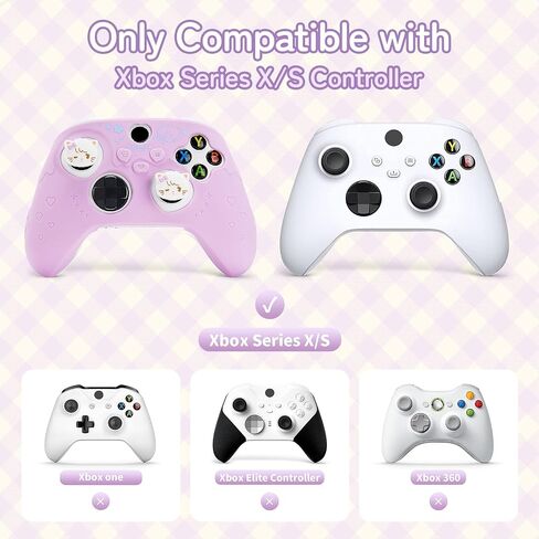 GeekShare Protective Skin Grips Set Compatible with Xbox Series X/S Controller, Sweet Purple Silicone Cover Case for Xbox Controller with 2 Thumb Grip Caps and 2 Stickers - Mikko in Saudi Arabia