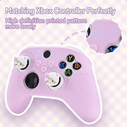 GeekShare Protective Skin Grips Set Compatible with Xbox Series X/S Controller, Sweet Purple Silicone Cover Case for Xbox Controller with 2 Thumb Grip Caps and 2 Stickers - Mikko in Saudi Arabia