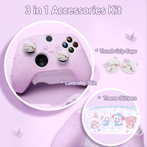 GeekShare Protective Skin Grips Set Compatible with Xbox Series X/S Controller, Sweet Purple Silicone Cover Case for Xbox Controller with 2 Thumb Grip Caps and 2 Stickers - Mikko in Saudi Arabia
