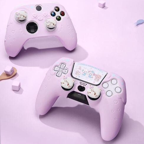 GeekShare Protective Skin Grips Set Compatible with Xbox Series X/S Controller, Sweet Purple Silicone Cover Case for Xbox Controller with 2 Thumb Grip Caps and 2 Stickers - Mikko in Saudi Arabia