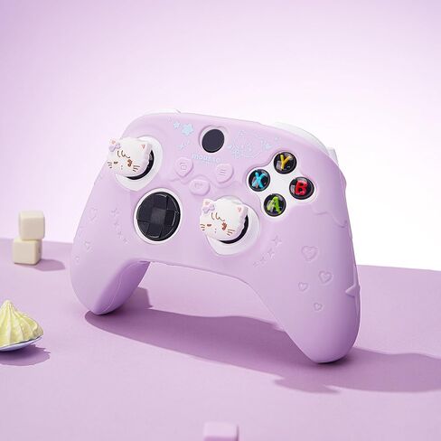 GeekShare Protective Skin Grips Set Compatible with Xbox Series X/S Controller, Sweet Purple Silicone Cover Case for Xbox Controller with 2 Thumb Grip Caps and 2 Stickers - Mikko in Saudi Arabia