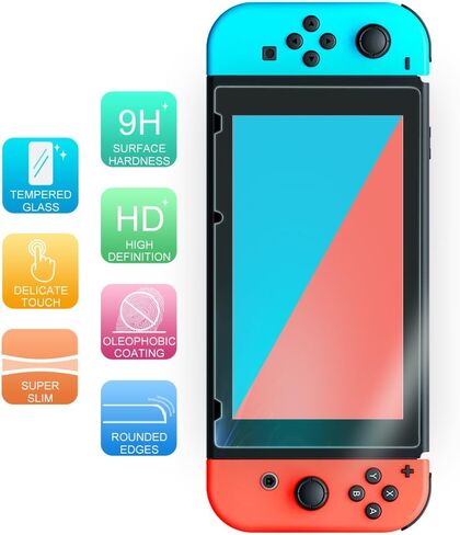 TJS 2 حزمة الشاشة واقي من الزجاج المقسّر من أجل Nintendo Switch Lite Model 2019 5.5 "، [يعمل أثناء الإرساء]-السمك 0.3 ملم خالي من الصلابة/9H الصلابة/مضاد للخلع/مضاد للأصفر (واضح) in Kuwait