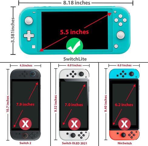 TJS 2 حزمة الشاشة واقي من الزجاج المقسّر من أجل Nintendo Switch Lite Model 2019 5.5 "، [يعمل أثناء الإرساء]-السمك 0.3 ملم خالي من الصلابة/9H الصلابة/مضاد للخلع/مضاد للأصفر (واضح) in Kuwait