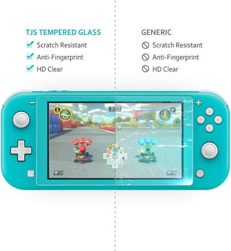 TJS 2 حزمة الشاشة واقي من الزجاج المقسّر من أجل Nintendo Switch Lite Model 2019 5.5 "، [يعمل أثناء الإرساء]-السمك 0.3 ملم خالي من الصلابة/9H الصلابة/مضاد للخلع/مضاد للأصفر (واضح) in Kuwait