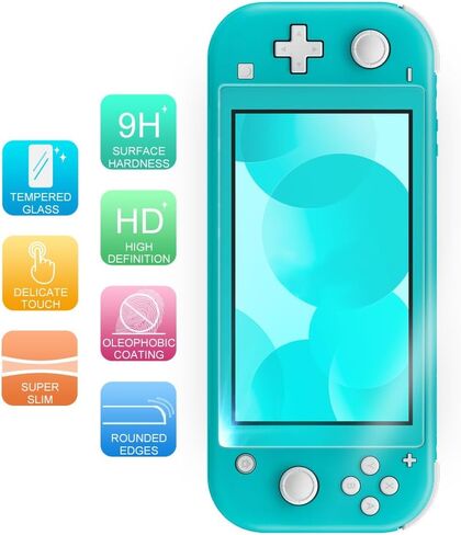 TJS 2 حزمة الشاشة واقي من الزجاج المقسّر من أجل Nintendo Switch Lite Model 2019 5.5 "، [يعمل أثناء الإرساء]-السمك 0.3 ملم خالي من الصلابة/9H الصلابة/مضاد للخلع/مضاد للأصفر (واضح) in Kuwait