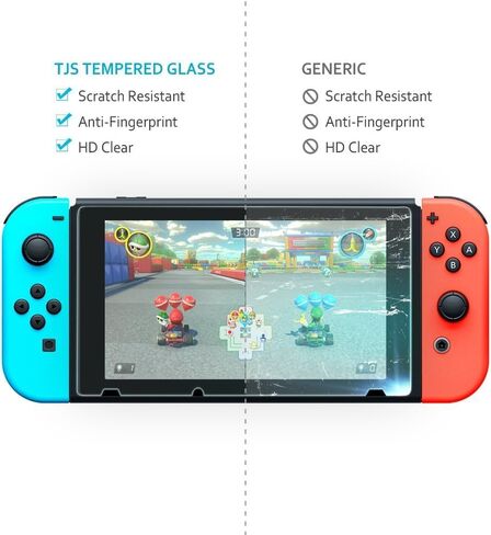 TJS 2 حزمة الشاشة واقي من الزجاج المقسّر من أجل Nintendo Switch Lite Model 2019 5.5 "، [يعمل أثناء الإرساء]-السمك 0.3 ملم خالي من الصلابة/9H الصلابة/مضاد للخلع/مضاد للأصفر (واضح) in Kuwait