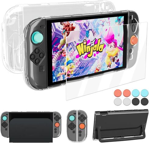 Coooudqs Dockable Case for Nintendo Switch 2 Case dockable, PC Slim Hard Shell for Switch 2 Accessories, Scratch & Shock Protection Cover for Joycon 2 with Screen Protector and Thumb Grip in Kuwait