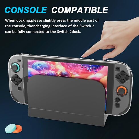 Coooudqs Dockable Case for Nintendo Switch 2 Case dockable, PC Slim Hard Shell for Switch 2 Accessories, Scratch & Shock Protection Cover for Joycon 2 with Screen Protector and Thumb Grip in Kuwait