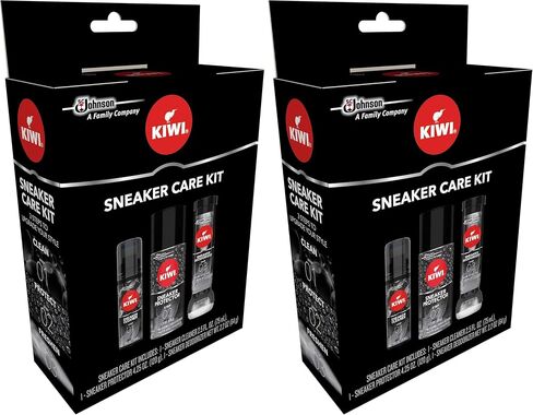 KIWI Sneaker and Shoe Cleaner Kit | Deodorizer for Shoes, Sneakers, Leather and More | 1 Cleaner, 1 Protector, 1 Deodorizer in Kuwait