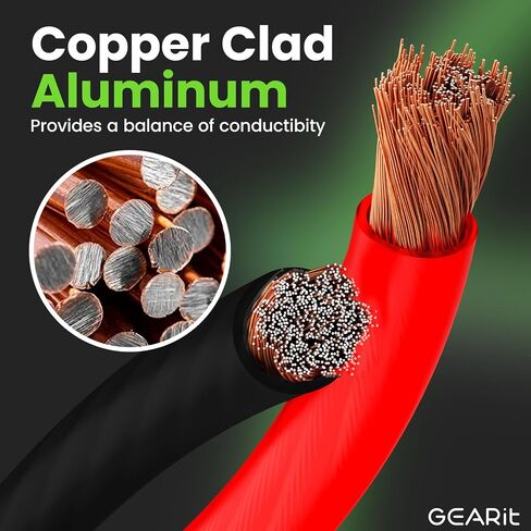 GEERIT 16 GAUGE WIRE (100 قدم لكل منهما - أسود/أحمر) CLAD CLAD Aluminium CCA - طاقة السيارات الأولية/الأرض لكابل البطارية ، صوت السيارة ، تسخير مقطورة ، كهربائي - 200 قدم إجمالي 16GA AWG WIRE in Saudi Arabia