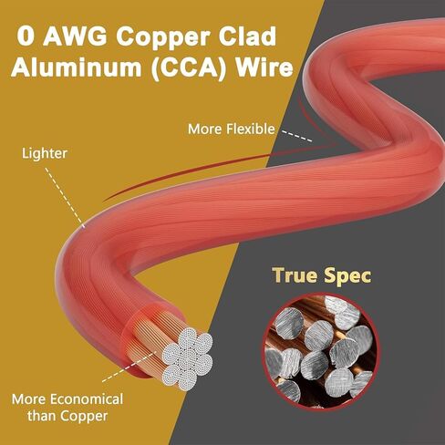 0 Gauge AWG Wire Cable 10 Ft Black, High Power Automotive Ground Primary Wire,Soft CCA Welding Battery Electrical Jumper Wire for DIY Car Audio Amp Speaker Solar Marine Generator RV Trailer Inverter in Saudi Arabia