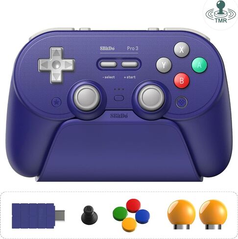 8BitDo Pro 3 Bluetooth Controller for Switch/Switch 2, TMR Joysticks,Programmable Pro Back Buttons&R4/L4 Bumpers,Hall/Tactile Triggers, Swappable ABXY Buttons, for Windows,Apple,SteamOS,Android,Purple in Kuwait