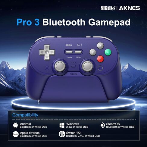 8BitDo Pro 3 Bluetooth Controller for Switch/Switch 2, TMR Joysticks,Programmable Pro Back Buttons&R4/L4 Bumpers,Hall/Tactile Triggers, Swappable ABXY Buttons, for Windows,Apple,SteamOS,Android,Purple in Kuwait