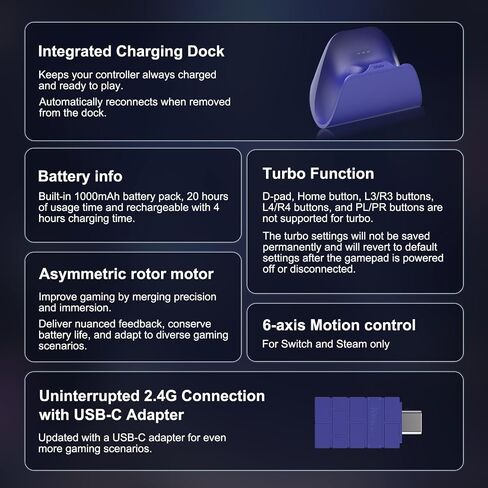 8BitDo Pro 3 Bluetooth Controller for Switch/Switch 2, TMR Joysticks,Programmable Pro Back Buttons&R4/L4 Bumpers,Hall/Tactile Triggers, Swappable ABXY Buttons, for Windows,Apple,SteamOS,Android,Purple in Kuwait