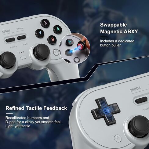 8BitDo Pro 3 Bluetooth Controller for Switch/Switch 2, TMR Joysticks,Programmable Pro Back Buttons&R4/L4 Bumpers,Hall/Tactile Triggers, Swappable ABXY Buttons, for Windows,Apple,SteamOS,Android,Purple in Kuwait