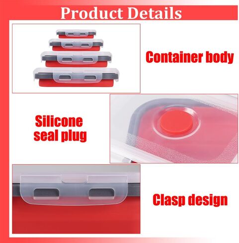 Camping Bowl, 4Pcs Collapsible Silicone Bowl Stackable Food Storage Containers Available Microwave & Fridge for Kitchen Travel Camping in Saudi Arabia