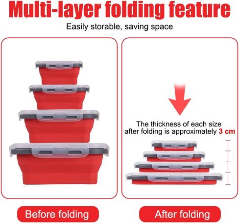 Camping Bowl, 4Pcs Collapsible Silicone Bowl Stackable Food Storage Containers Available Microwave & Fridge for Kitchen Travel Camping in Saudi Arabia