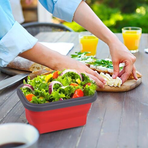 Camping Bowl, 4Pcs Collapsible Silicone Bowl Stackable Food Storage Containers Available Microwave & Fridge for Kitchen Travel Camping in Saudi Arabia