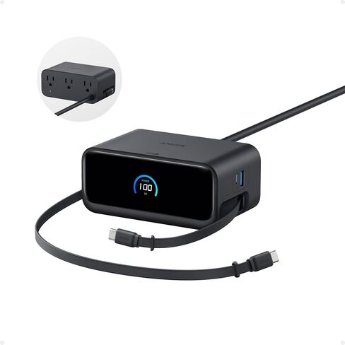 Anker Nano Charging Station, 7-in-1 USB-C Power Strip for iPhone 16, 2.3 ft Anker InstaCord Retractable Cable, 3 USB-C, 1 USB-A, 3 AC, 100W Desktop Fast Charging for MacBook, Home, Office(Non-Battery) in Saudi Arabia
