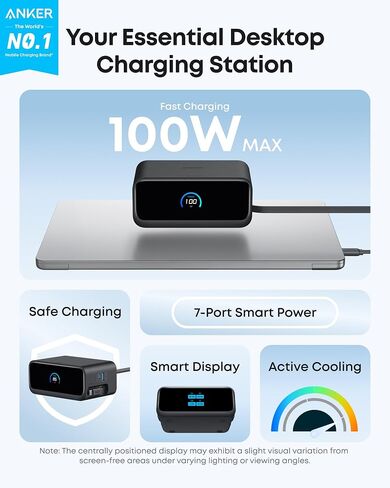 Anker Nano Charging Station, 7-in-1 USB-C Power Strip for iPhone 16, 2.3 ft Anker InstaCord Retractable Cable, 3 USB-C, 1 USB-A, 3 AC, 100W Desktop Fast Charging for MacBook, Home, Office(Non-Battery) in Saudi Arabia