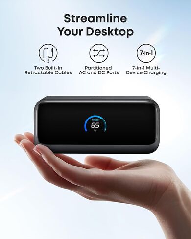 Anker Nano Charging Station, 7-in-1 USB-C Power Strip for iPhone 16, 2.3 ft Anker InstaCord Retractable Cable, 3 USB-C, 1 USB-A, 3 AC, 100W Desktop Fast Charging for MacBook, Home, Office(Non-Battery) in Saudi Arabia