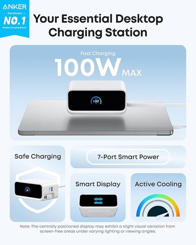 Anker Nano Charging Station, 100W 7-in-1 Power Strip, Retractable Charger | 2.3ft InstaCord Cable, Gaming Desk Accessories for Multiple Devices, 3 AC, 3 USB C, 1 USB A, MacBook Charger, Home Office in Saudi Arabia