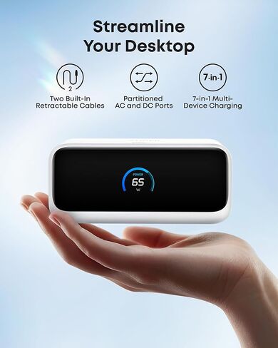 Anker Nano Charging Station, 100W 7-in-1 Power Strip, Retractable Charger | 2.3ft InstaCord Cable, Gaming Desk Accessories for Multiple Devices, 3 AC, 3 USB C, 1 USB A, MacBook Charger, Home Office in Saudi Arabia