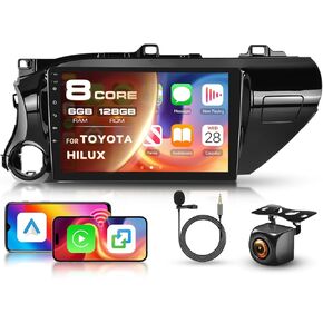 8 Core 6G 128G for Toyota Hilux 2015-2020 Radio Android 10 Inch Touchscreen Wireless Carplay Android Auto, Driauto Car Stereo for Toyota Upgrade Bluetooth DSP GPS Navigation WiFi FM/RDS Backup Camera in Kuwait