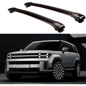 العارضة لجميع Santa Fe 2024 2025 Cross Bar Roof Rails Rails Black Lockable in Kuwait