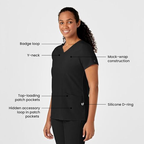 WonderWink Women's Y-Neck Wrap Top in Kuwait