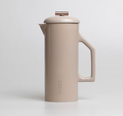 Aires Ceramic French Press Coffee Maker-34 أوقية حجرية محاكمة للحرارة-لون محايد أنيق-مستوحى من ثقافة القهوة بوينس آيرس-جاهزة للهدية مع دليل باريستا تخمير in Kuwait