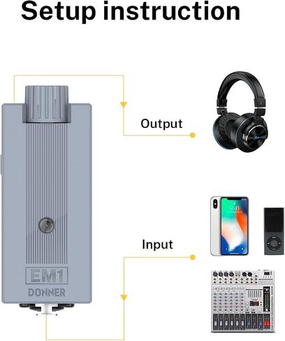Donner EM1 Rechargeable Portable Personal in-Ear Monitor Amplifier Analog Headphone Amplifier Stereo Headphone Earphone Amp Volume Control Audio Booster with XLR and TRS Input 3.5mm Output Jack in Saudi Arabia