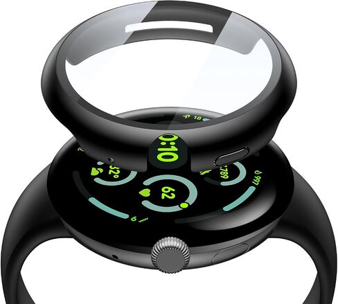 Misxi 2-pack pc screen protector case متوافق مع Google Pixel Watch 3 (2024) 45 مم ، سهولة التثبيت خفيفة الوزن غلاف واقٍ شديد الراحة لمشاهدة البكسل 3 ، أسود in Kuwait