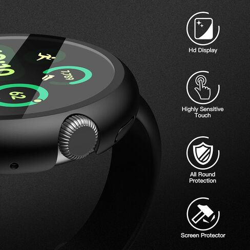 Misxi 2-pack pc screen protector case متوافق مع Google Pixel Watch 3 (2024) 45 مم ، سهولة التثبيت خفيفة الوزن غلاف واقٍ شديد الراحة لمشاهدة البكسل 3 ، أسود in Kuwait