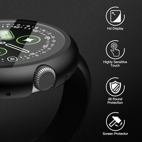 Misxi 2-pack pc screen protector case متوافق مع Google Pixel Watch 3 (2024) 45 مم ، سهولة التثبيت خفيفة الوزن غلاف واقٍ شديد الراحة لمشاهدة البكسل 3 ، أسود in Kuwait