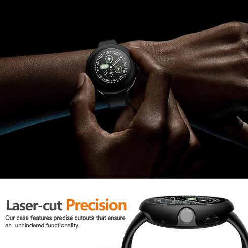 Misxi 2-pack pc screen protector case متوافق مع Google Pixel Watch 3 (2024) 45 مم ، سهولة التثبيت خفيفة الوزن غلاف واقٍ شديد الراحة لمشاهدة البكسل 3 ، أسود in Kuwait