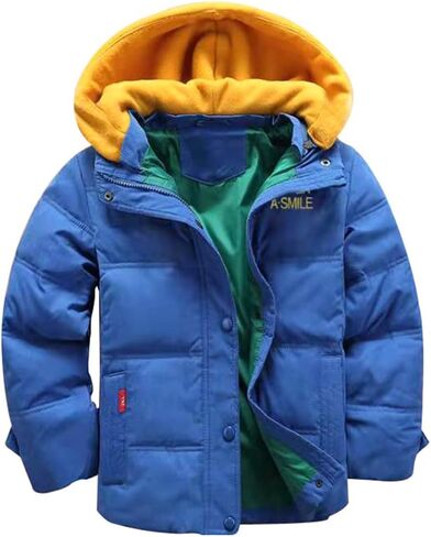 XIFAMNIY Kids Thicken Hooded Jacket Warm Winter Coat Windproof Outwear for Boys Padded Jacket Cool Casual 5-10T in Saudi Arabia